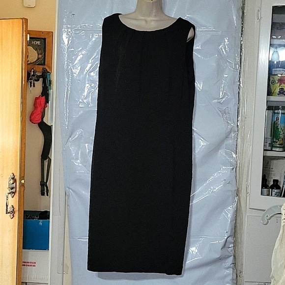 Sleeveless‎ Black Dress Textured Sheath Cocktail Party Career Size L - Picture 1 of 8
